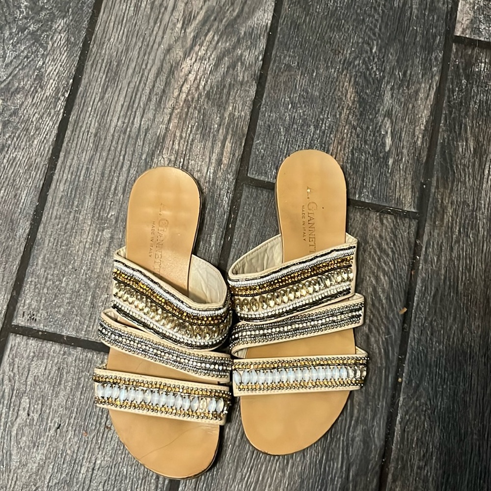Multi-strap beaded sandals